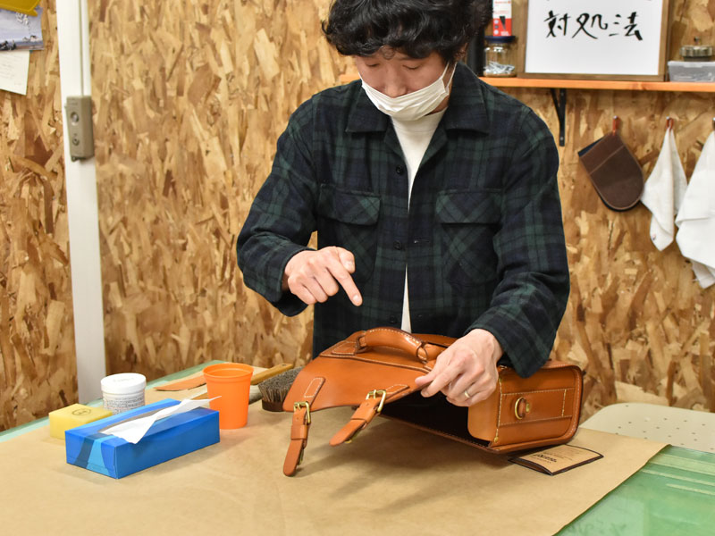 オンラインショップインスタライブ(山木)たる型2wayショルダーバッグ(A-20)の手入れ