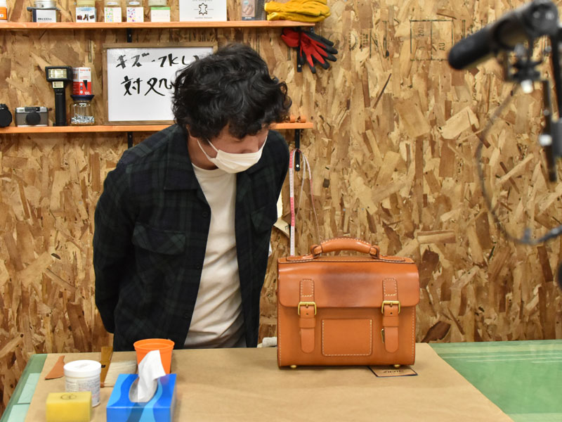 オンラインショップインスタライブ(山木)たる型2wayショルダーバッグ(A-20)の手入れ