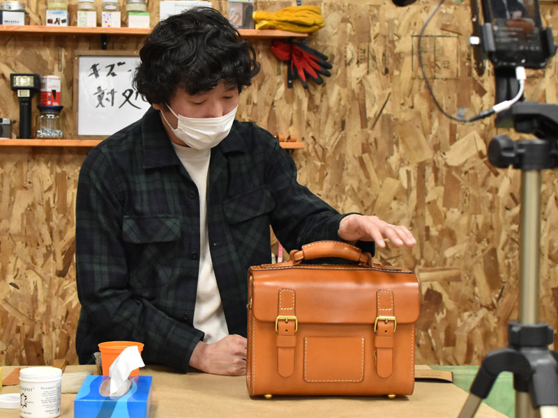 オンラインショップインスタライブ(山木)たる型2wayショルダーバッグ(A-20)の手入れ